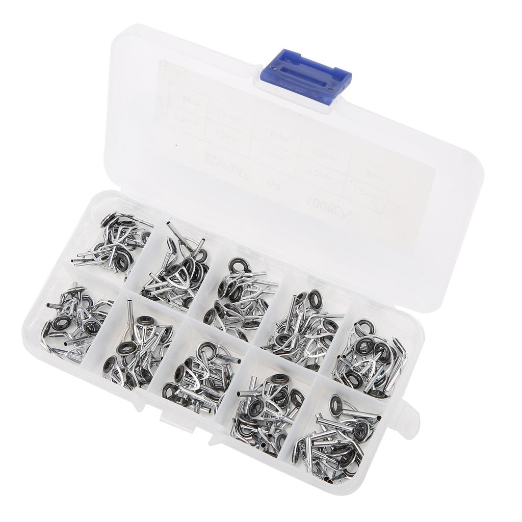 100 Stück Angelruten-Ringe Set Keramik-Ringe Set in Box Angelruten-Zubehör