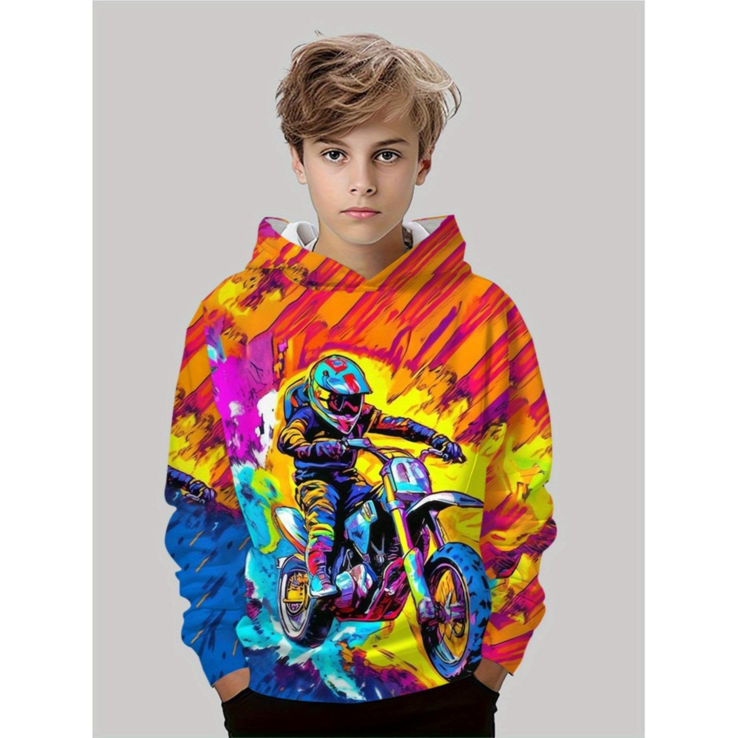 Новая толстовка с капюшоном с 3D-принтом модная толстовка с длинным рукавом и капюшоном удобный пуловер для мальчиков и девочек детская толстовка 13-14Y 1270₽