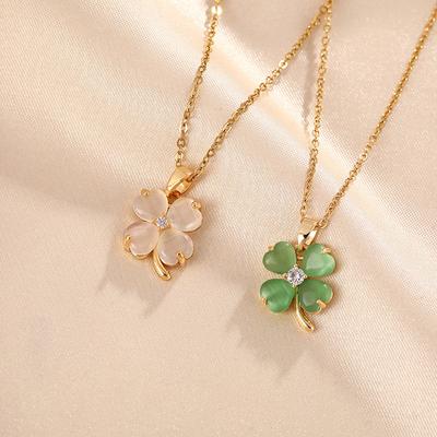 Fashion Lucky Titanium Steel Clover Necklace