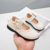 Girls Black Leather Shoes for School Party Flowers Floral Flats for Medium Big Kids Children's Princess Sweet Mary Janes Fashion