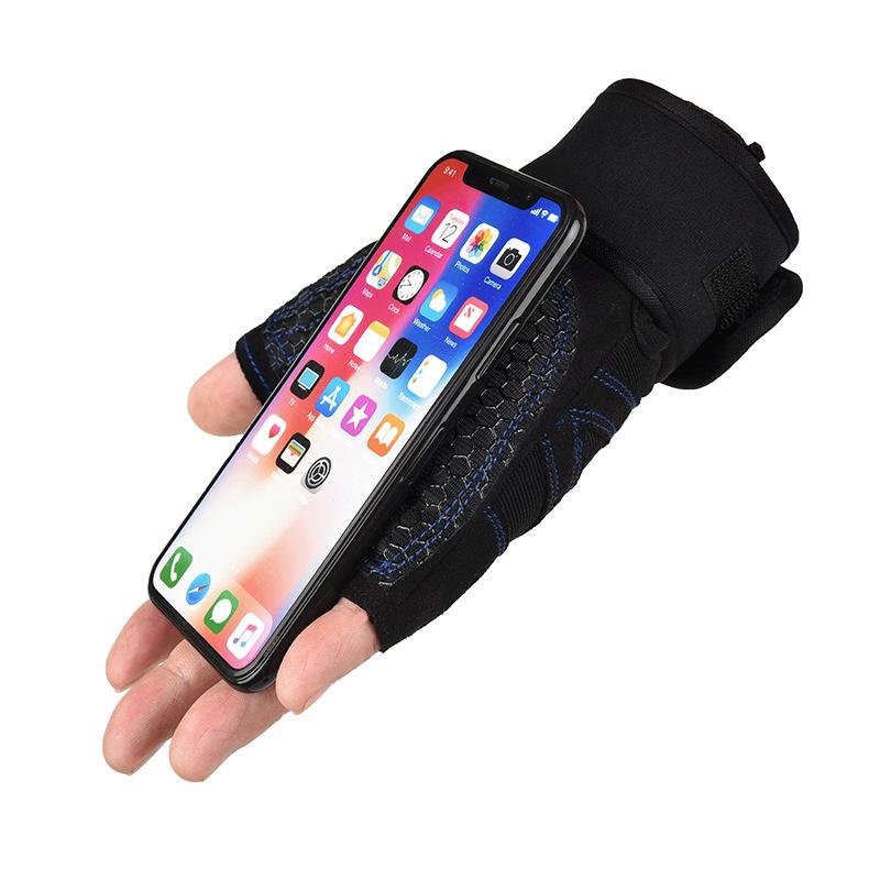 Unisex Halbfinger-Fitnesshandschuhe mit verlängerter Handgelenkstütze - Rutschfest, Verschleißfest für Gewichtheben und Training