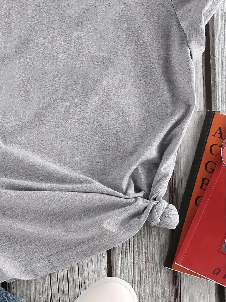 Light Grey Women's Short-Sleeved European and American Style Top with Picture