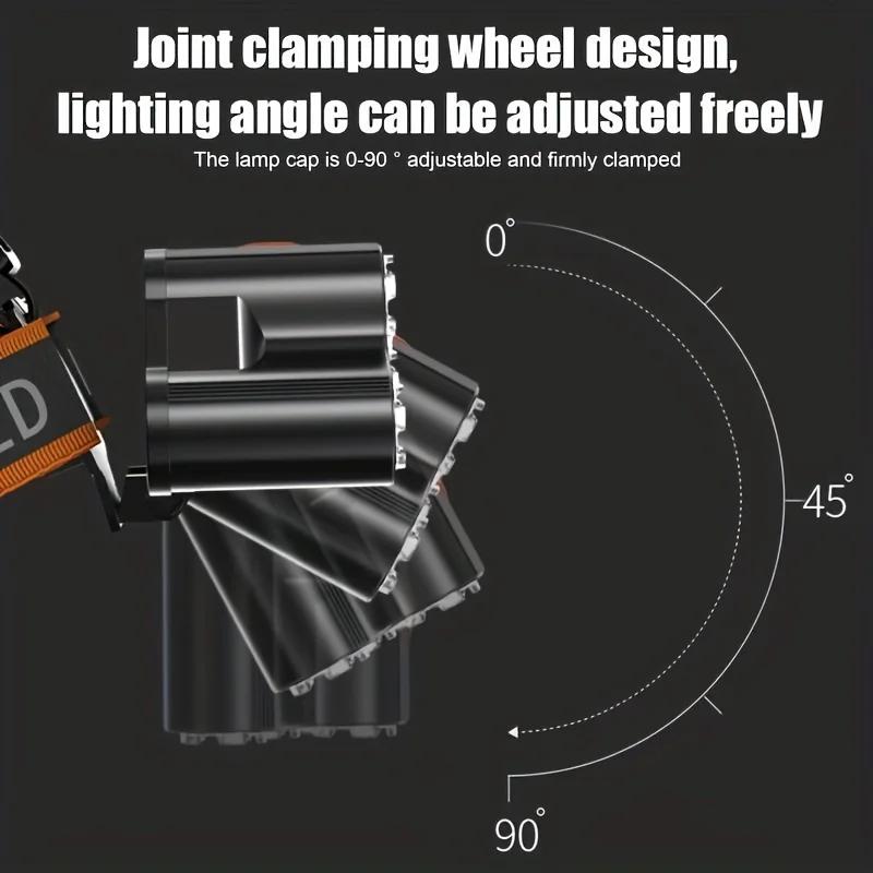 USB Rechargeable LED Headlight 7 Core Super Bright Headlamp Waterproof Head-Mounted Flashlight For Outdoor Fishing Head Light