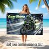 Motorcycle Biker Theme Quick Dry Beach Towel Custom Name Text Print Large Sand Resistant Towel Beach Vacation