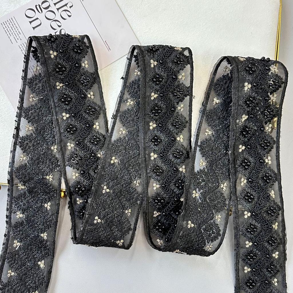 6Cm Heavy Industry Bead Embroidery Sequins Lace Barcode Hanfu Dress Skirt Clothing Lace Accessories