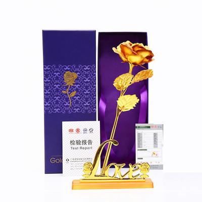 Exquisite Set 24K Gold Foil Lovers Rose Flower Valentine's Day Simulation Decorative Bouque Weddings Gifts  Unique