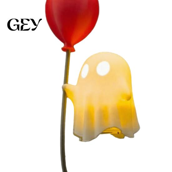 Ghost With Balloon Decoration Cute Figurine with Balloon, Warm LED Night Light, Soft Glowing Lamp Halloween for Bedroom Desk Table Centerpiece