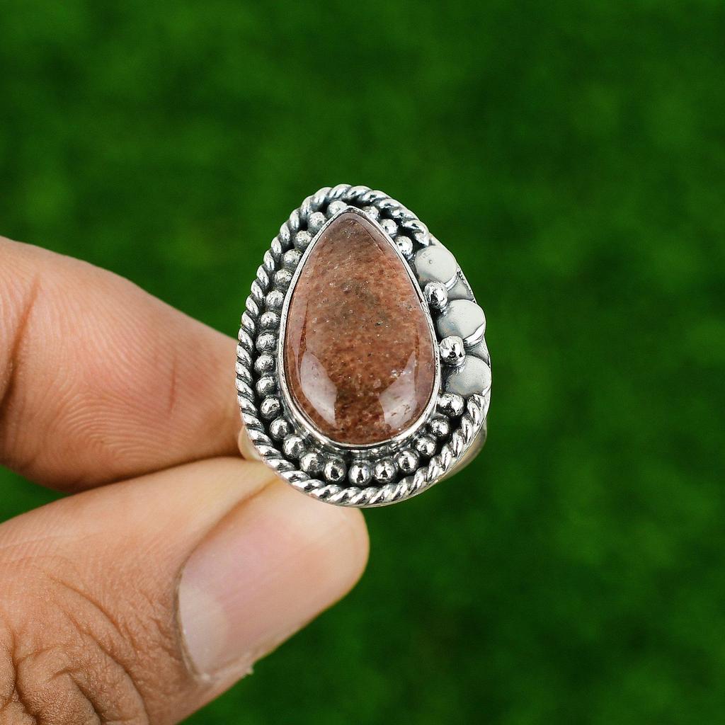 Sterling Silver Natural Sunstone Stackable Mother Sacral Chakra New Ring Jewelry