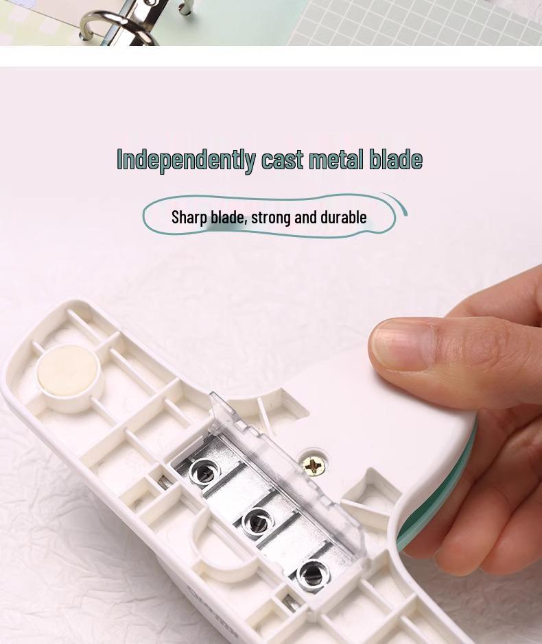 Kedeyou 9027 4mm Small Aperture Manual Three-Hole Punch for Loose-Leaf Handbooks