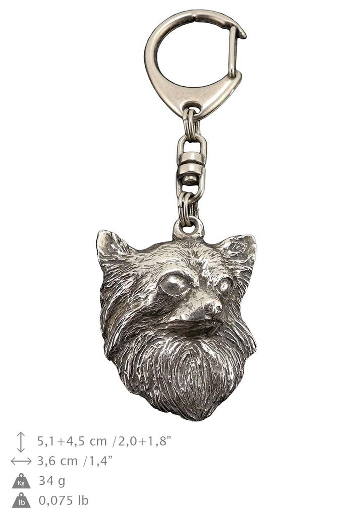 Chihuahua Long-haired - Silver-plated Key Ring with Dog, Handbag Decoration, Backpack Pendant by Art-Dog Brand
