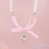 Hot Selling Accessories, Stylish Versatile Pearl Love Pink Bow Collarbone Chain Necklace