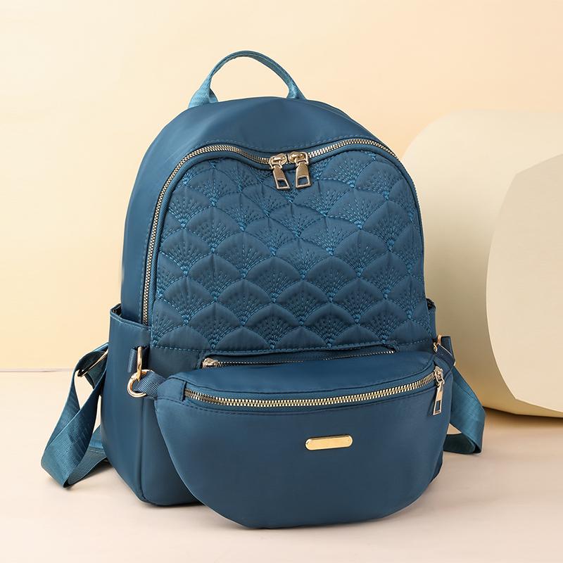 Ромбовидный рюкзак Женская сумка через плечо с буквенным принтом Дорожный рюкзак синий — фото 4