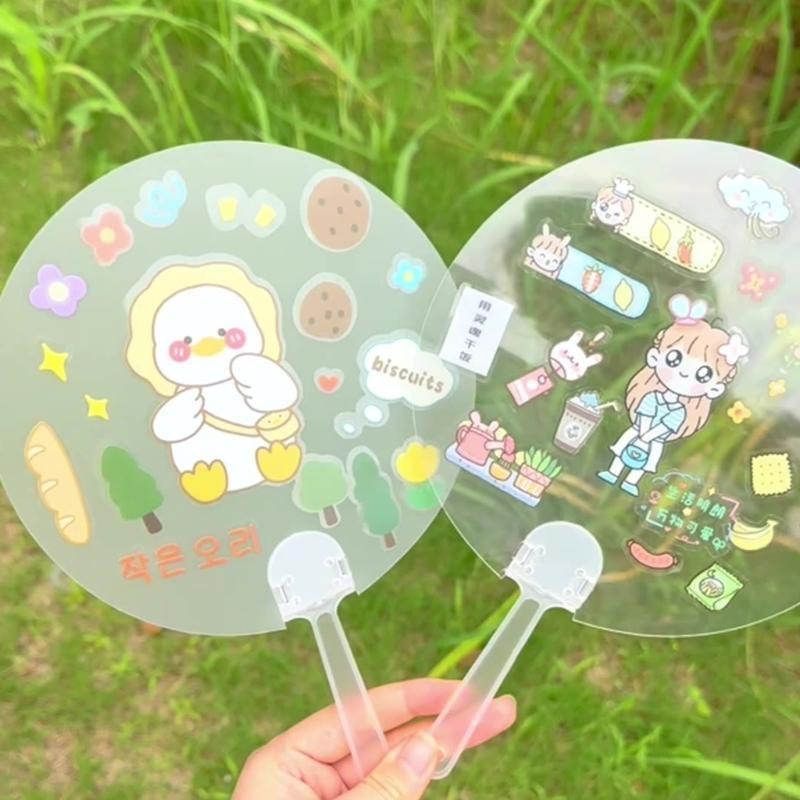 62KD 10pcs DIY Blank Fan Ornament Multifunction Household Decorative Fan