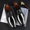 Modeschuhe für Herren Hochzeitsparty Büro Oxfords Freizeitschuh für Herren Kleiderschuh Schnürschuh Formal Schwarz PU-Leder Brogue 39-48