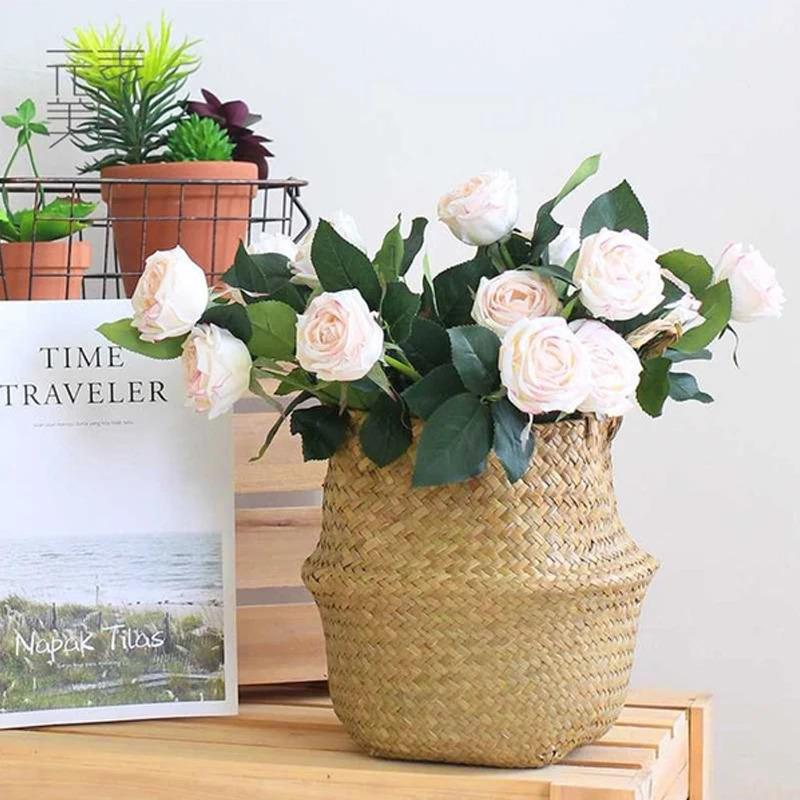 Straw Woven Flower Pot Basket - New Grass Planter for Indoor Outdoor & Multi-Use Dirty Basket