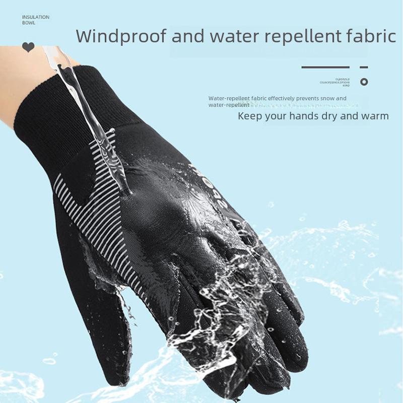"Kids' Warm Non-Slip Waterproof Gloves with Velvet Lining for Bike Riding"