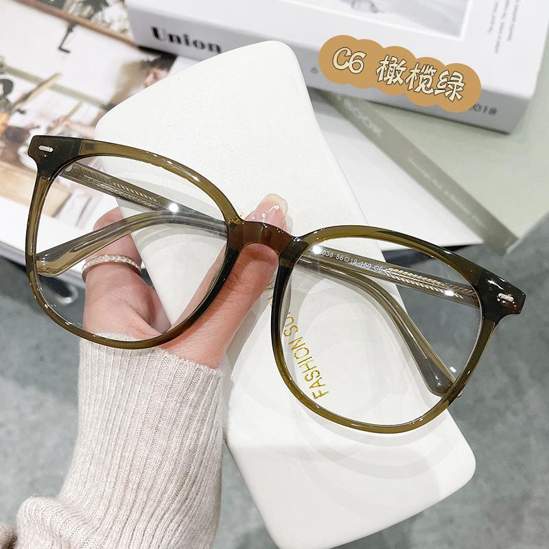 

Большие круглые очки с защитой от синего света для студентов, можно оснастить очками для близорукости, унисекс, плоские очки 72038