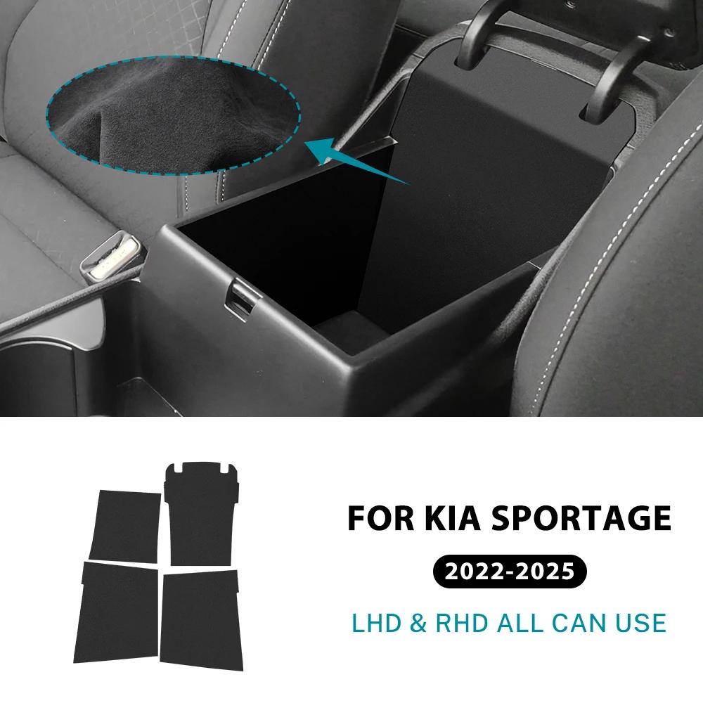 TOP Suede Armrest Storage Box Center Console Tray Holder Sticker for Kia Sportage NQ5 2022 2023 2024 2025 Interior Accessories.