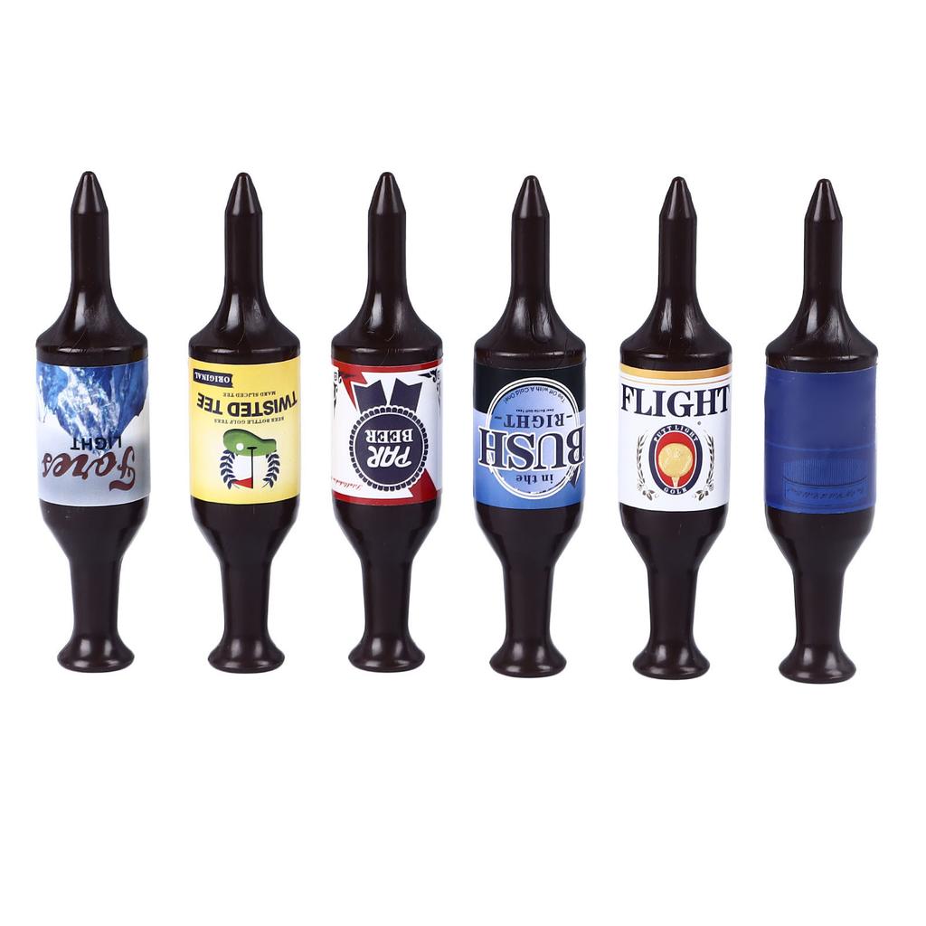 6 Stück Mini Bierflasche Golf Tees Kunststoff Lustige Golf Tees Set Einzigartiges Golfgeschenk für Männer und Frauen