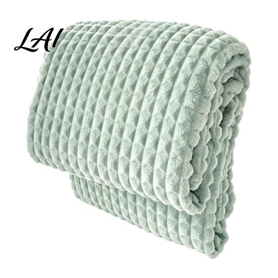 Skin Friendly Bed Throw Waffle Textured Fleece Blanket Solid Color Milk Flannel Grid Cut High Density Brushed Velvet Blanket Plush Soft Warm Cozy for