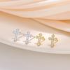 925 Sterling Silver Cross Stud Earrings Multi-Color Shiny CZ Crystal Minimalist Jewelry for Women Daily/Gift