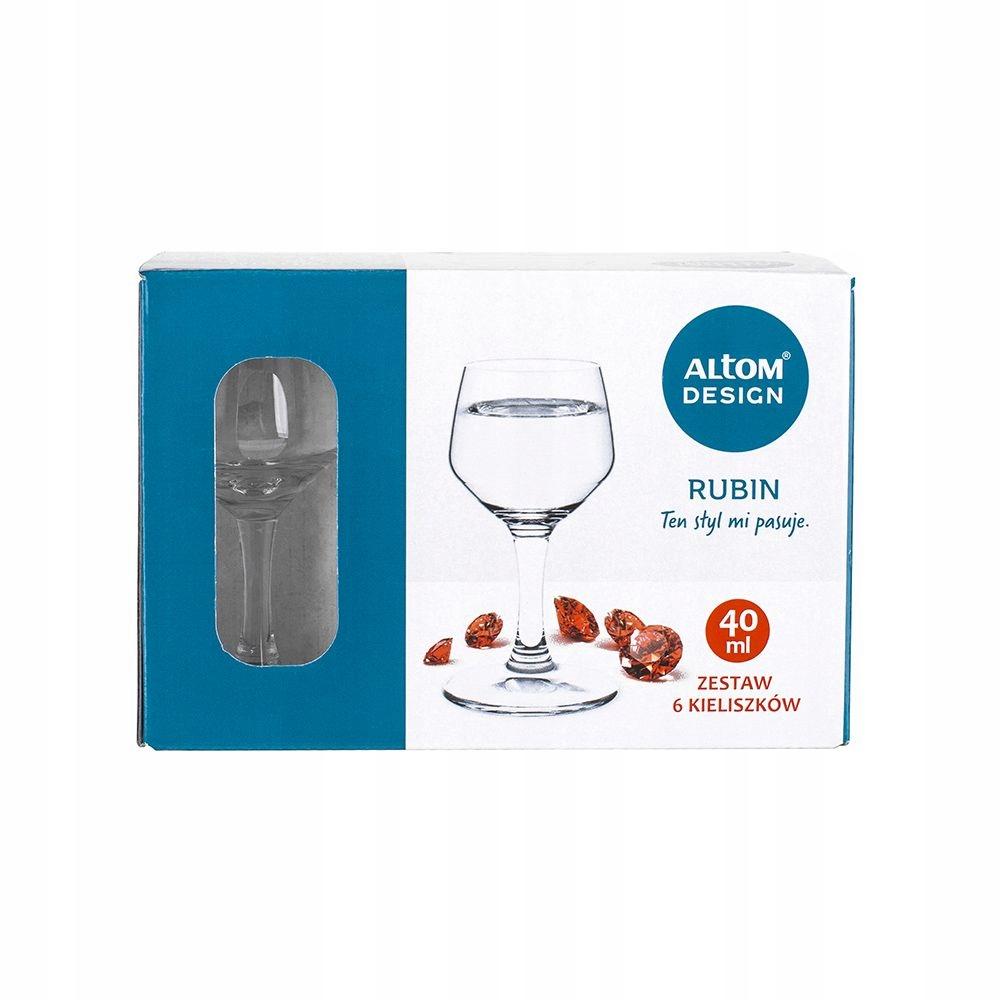 Kieliszki szklane do wódki nalewki na nóżce zestaw 6 sztuk 40ml