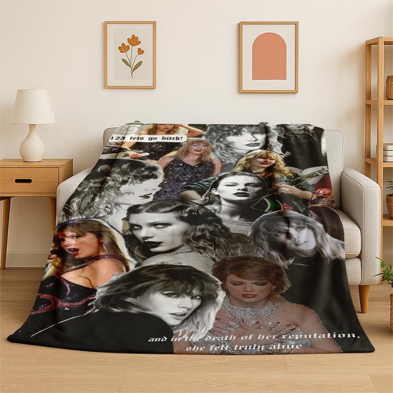 

Singer TTaylor Singer Music Flannel Blanket Soft Warm Throw Blanket for Bedroom Living Room Bed Travel Camping Picnic Gift 75x100cm (30x40inch)