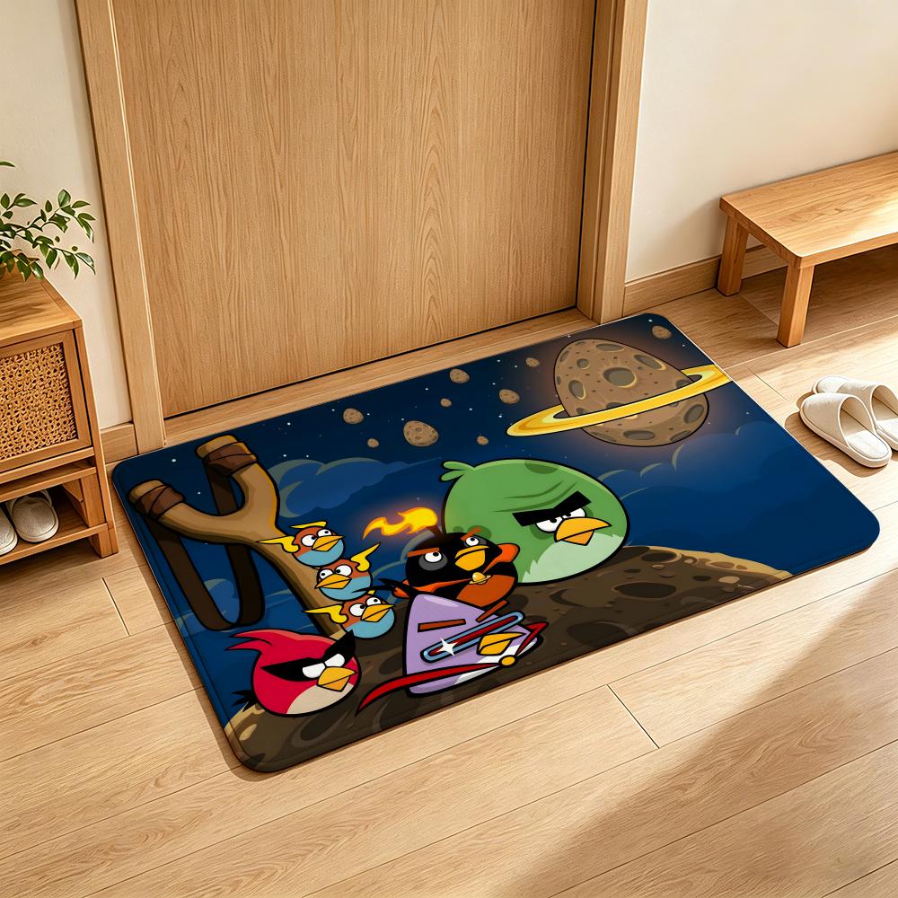 Game A-angry B-Birds Floor Mat Soft Flannel Floor Mat Suitable for Entryways, Living Rooms, Bedrooms, and Bathrooms
