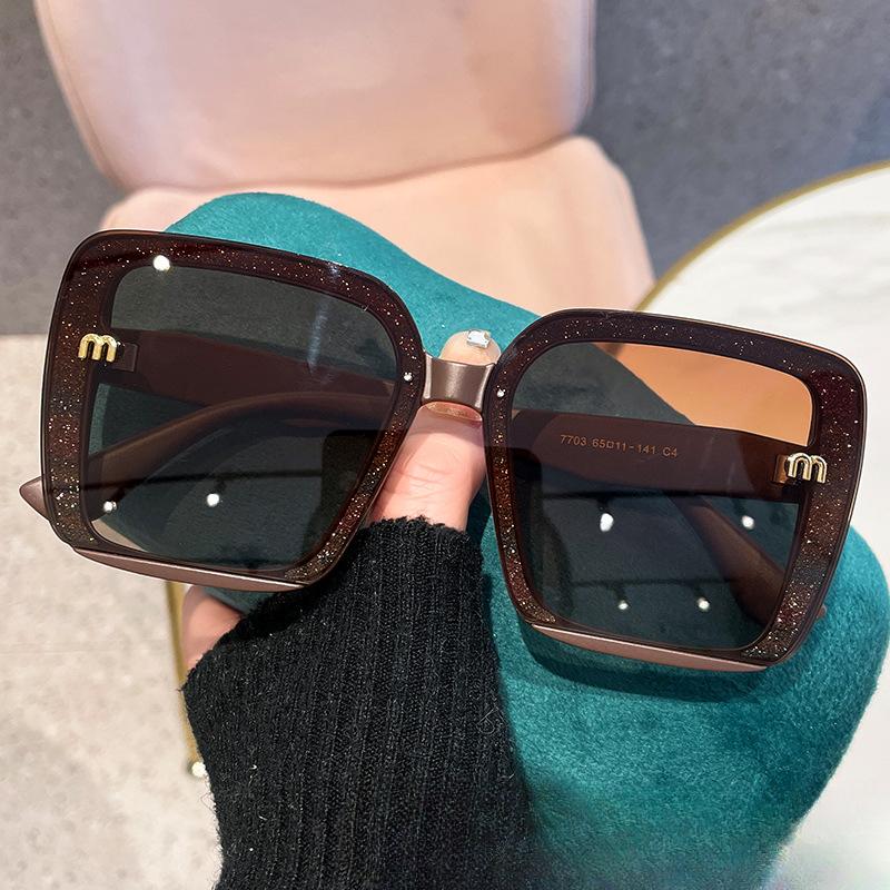 

Квадратный комплект с блестящей пудровой оправой, высококачественные солнцезащитные очки, модные сетчатые солнцезащитные очки Red Tide