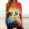 Letní nadměrné dámské tričko ležérní dámské tričko s krátkým rukávem roztomilá trička pulovr jednoduchost zvířecí potisk top volné oblečení