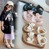 Children's Beach shoes2026Summer Cute Bowknot Heart-Shaped Solid Color Sandals for Girls, Small, Medium, and Large Children's Shoes