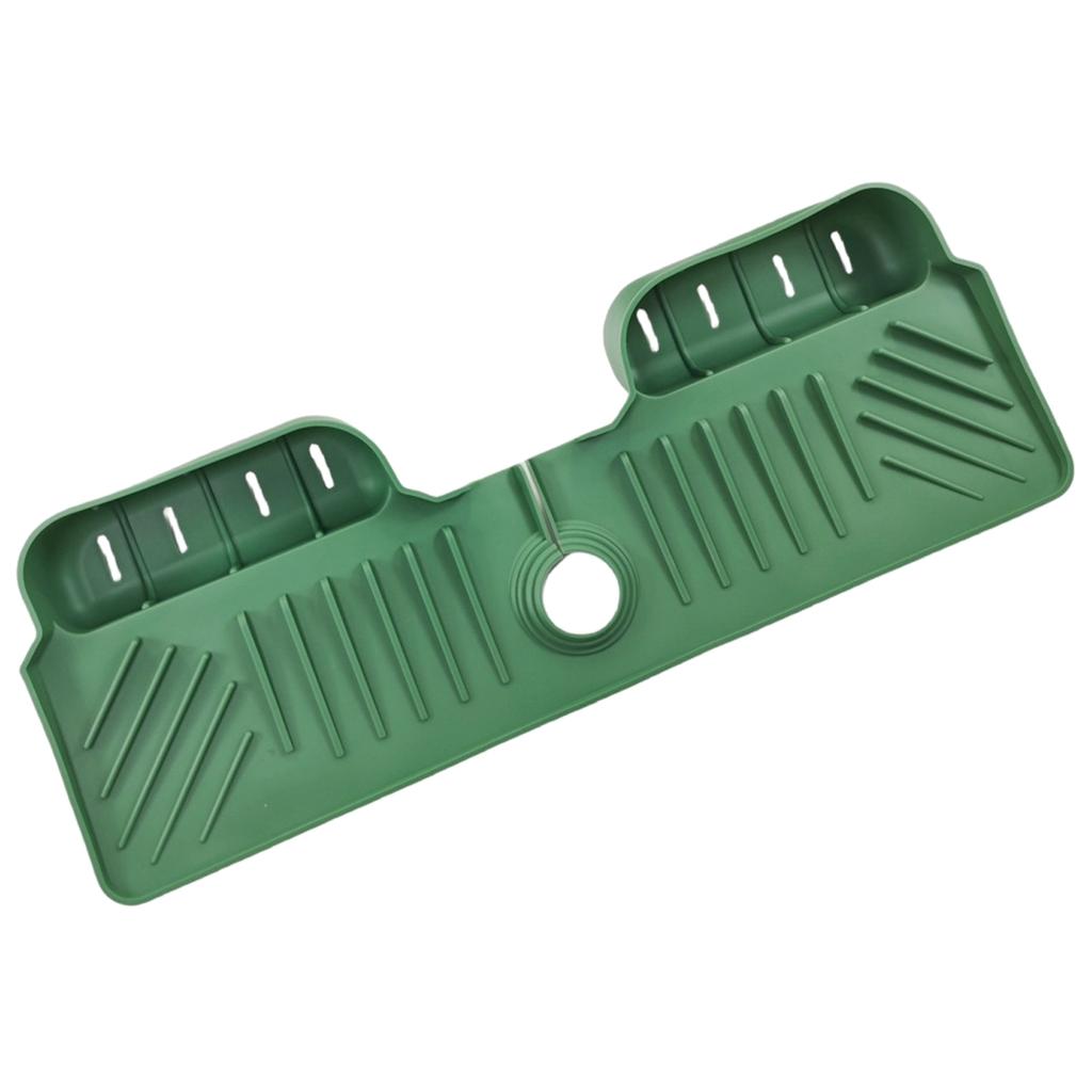 Mata silikonowa do zlewu kuchennego, łazienkowego, uchwyt na gąbkę do mycia naczyń, mata do suszenia naczyń, osłona przed zachlapaniem, regulowany otwór, tacka ociekowa