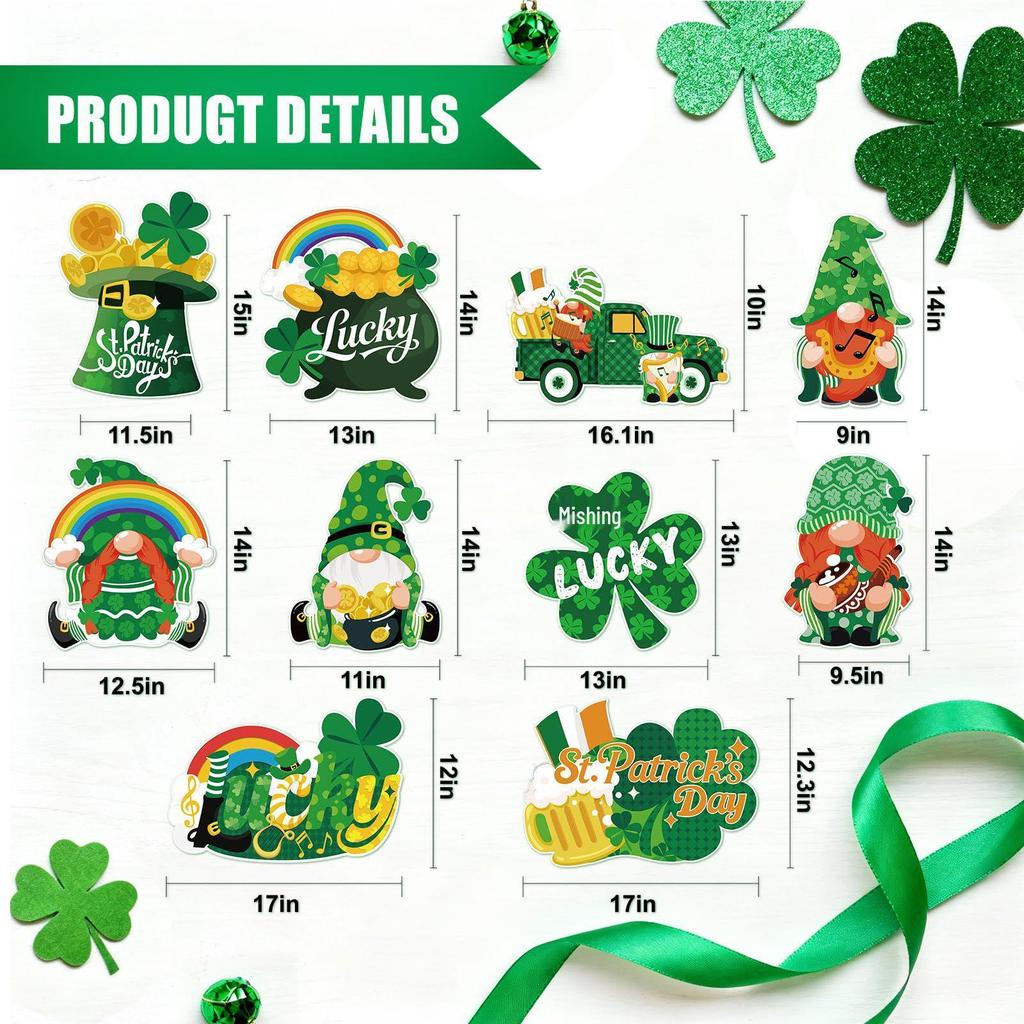 St. Patrick's Day Four-Leaf Clover Garden Decoration Board Insert