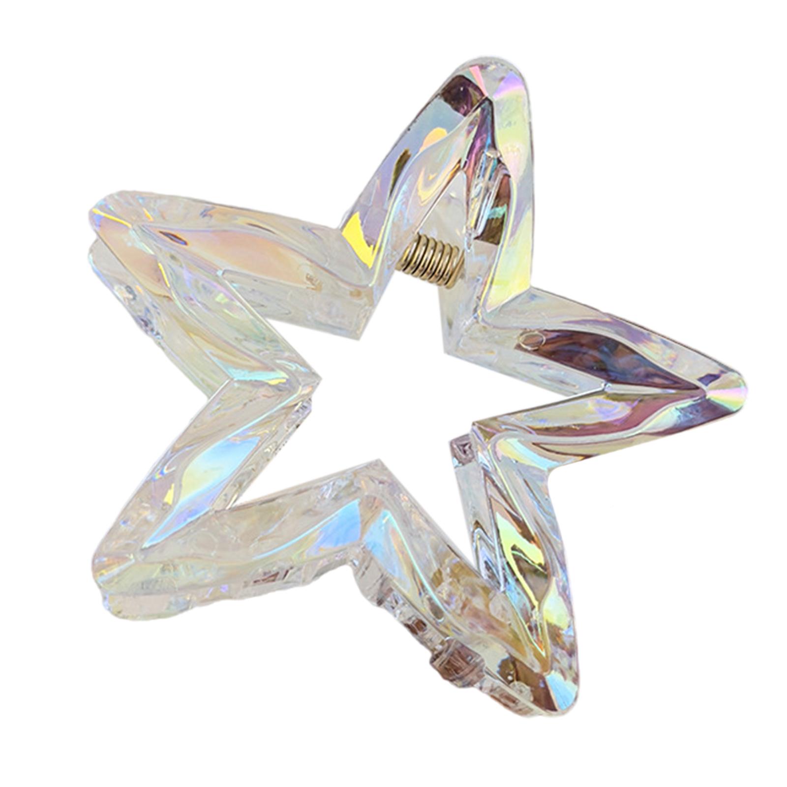 

1 шт. Кристально-конфетного цвета заколка для волос, ослепительная полая пятиконечная звезда, заколка-краб для волос, стильные элегантные акриловые заколки для женщин, девушек белый