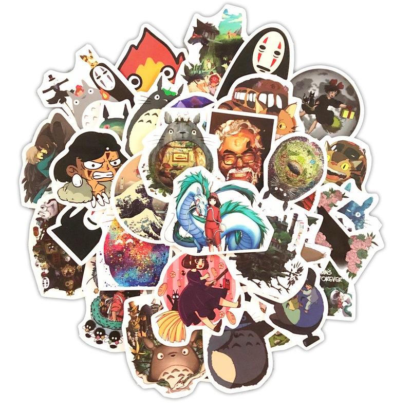 50pcs Stickers Miyazaki Hayao Anime Sticker My Neighbor Totoro/Spirited Away for Skateboard Laptop