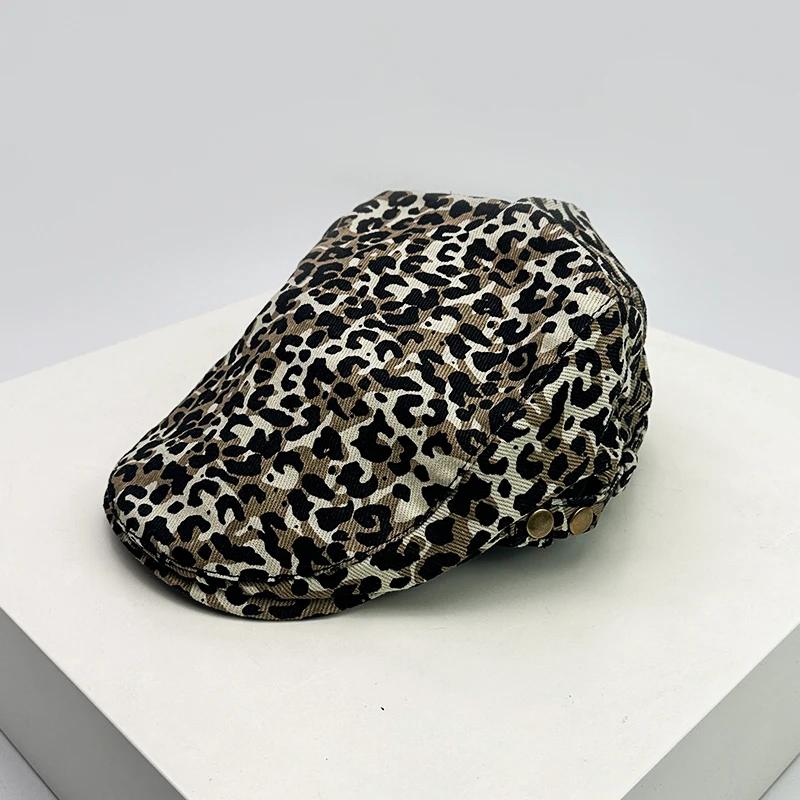 

New Women Y2K Retro Leopard Print Visors Hats Breathable Casual Sunshade Niche Peaked Caps Versatile Outdoor Fashion Street Ins 56-60cm