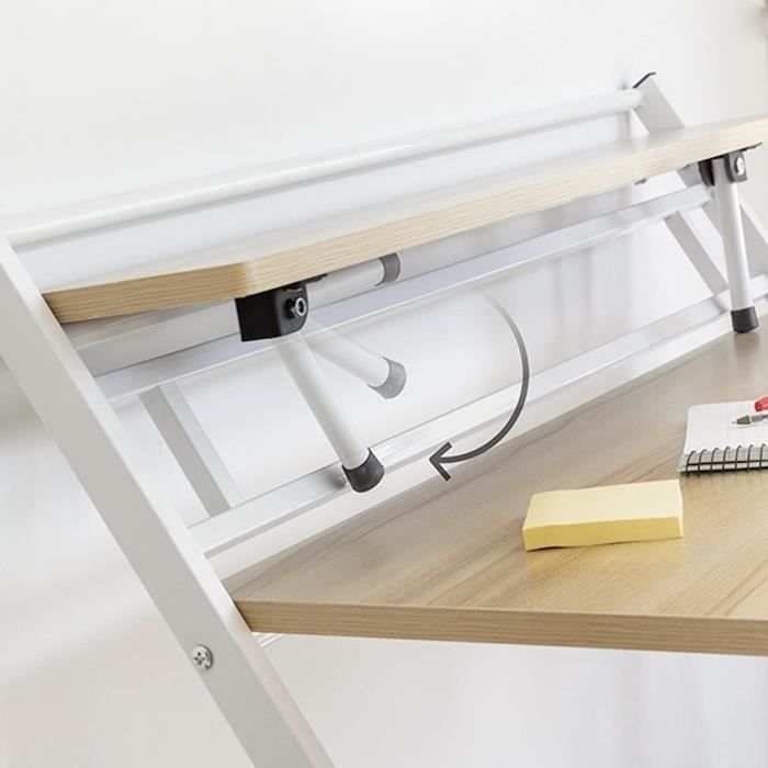 MODEZVOUS Bureau Pliable Rabattable pour Petit Espace avec Etagère Table Murale Table de Cuisine Table Enfants en Bois Multif 53