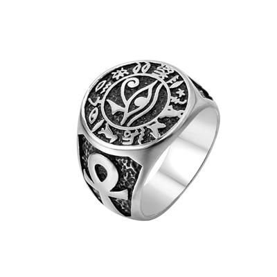 Herren Vintage Ägyptischer Horusauge Ring Edelstahl Mysteriöses Altes Ägypten Text Symbol Ankh Ringe Punk Amulett Schmuck Geschenk