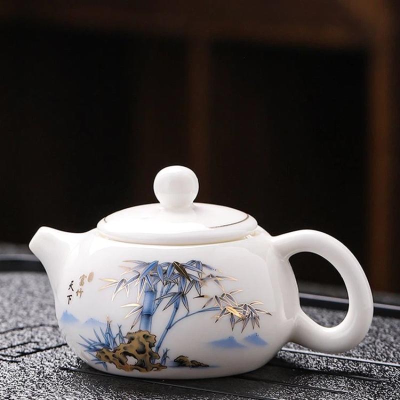 160ML Elegant Jade-White Ceramic Xishi Teapot – Classic Chinese Teaware for Home Brewing & Daily Tea Rituals