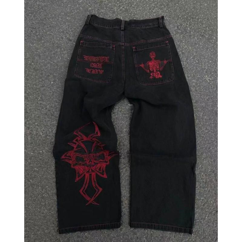 JNCO Streetwear Y2K Hip Hop Εκτύπωση Φαρδύ Πόδι Τζιν Δένετσο Ανδρικό Γυναικείο Φθινόπωρο Casual