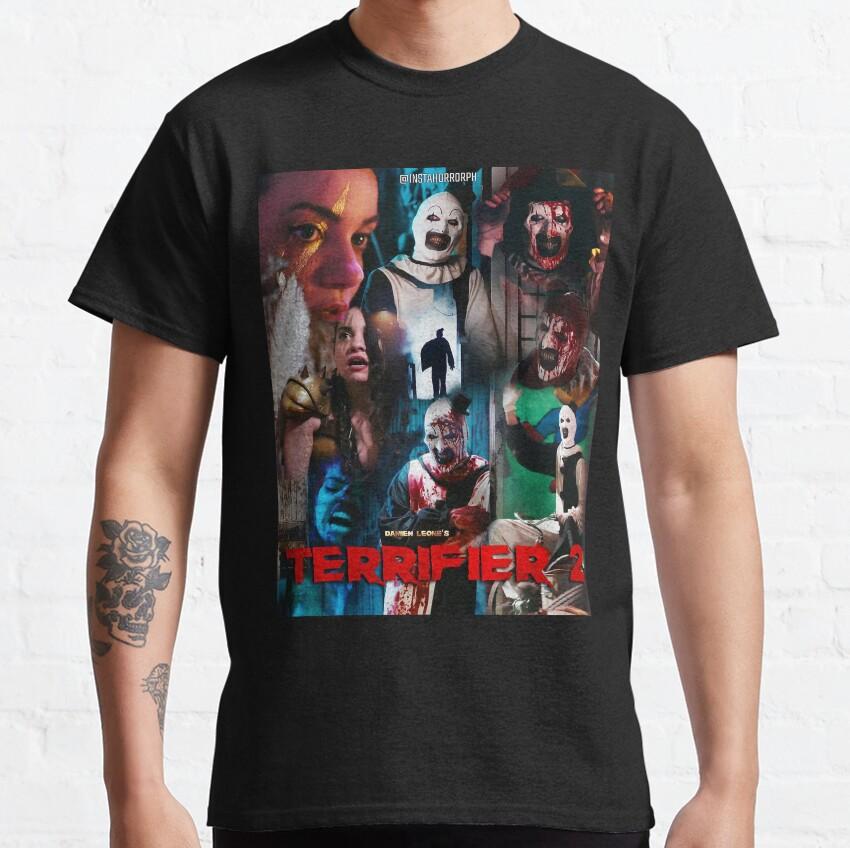 Vintage Terrifier TShirt for Men Horror Movie Scary Clown QHalloween Terrifier Film 100 Cotton Printed Tees Gift Idea Tops S