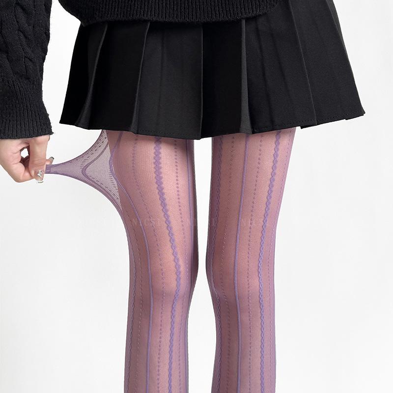 Elegant Ballet-Style Jacquard Stockings: Versatile Ribbon Wrap Pantyhose