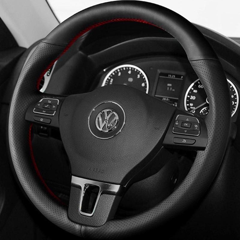 Black Artificial Leather Car Steering Wheel Cover Wrap For Volkswagen VW Gol Tiguan Passat B7 Passat CC Touran Jetta Mk6