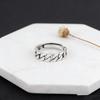 CaiYi S925 Sterling Silver Twist Chain Ring - Trendy Unisex Design