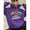 Women's New Autumn/Winter Christmas Footprint Print Fleece-Lined Drawstring Hoodie, Casual & Fashionable
