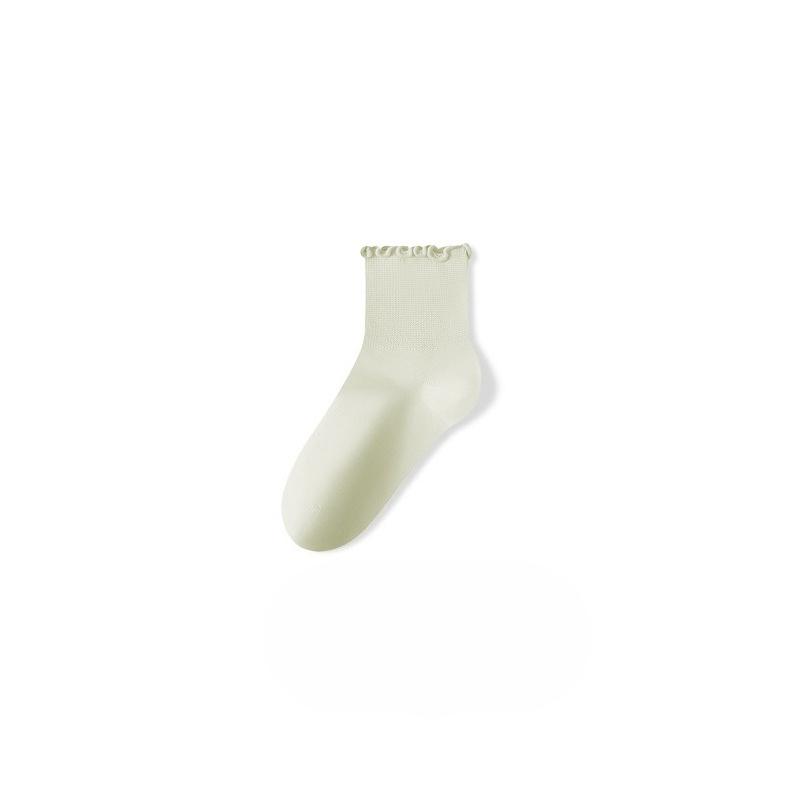Female Spring and Autumn Solid Color Fungus Side Antibacterial Deodorizing Soft Not To Choke Foot Tube Socks