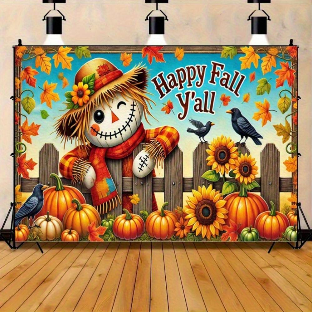 1pc happy autumn background fabric banner suitable for autumn decoration supplies anniversaries holiday celebrations