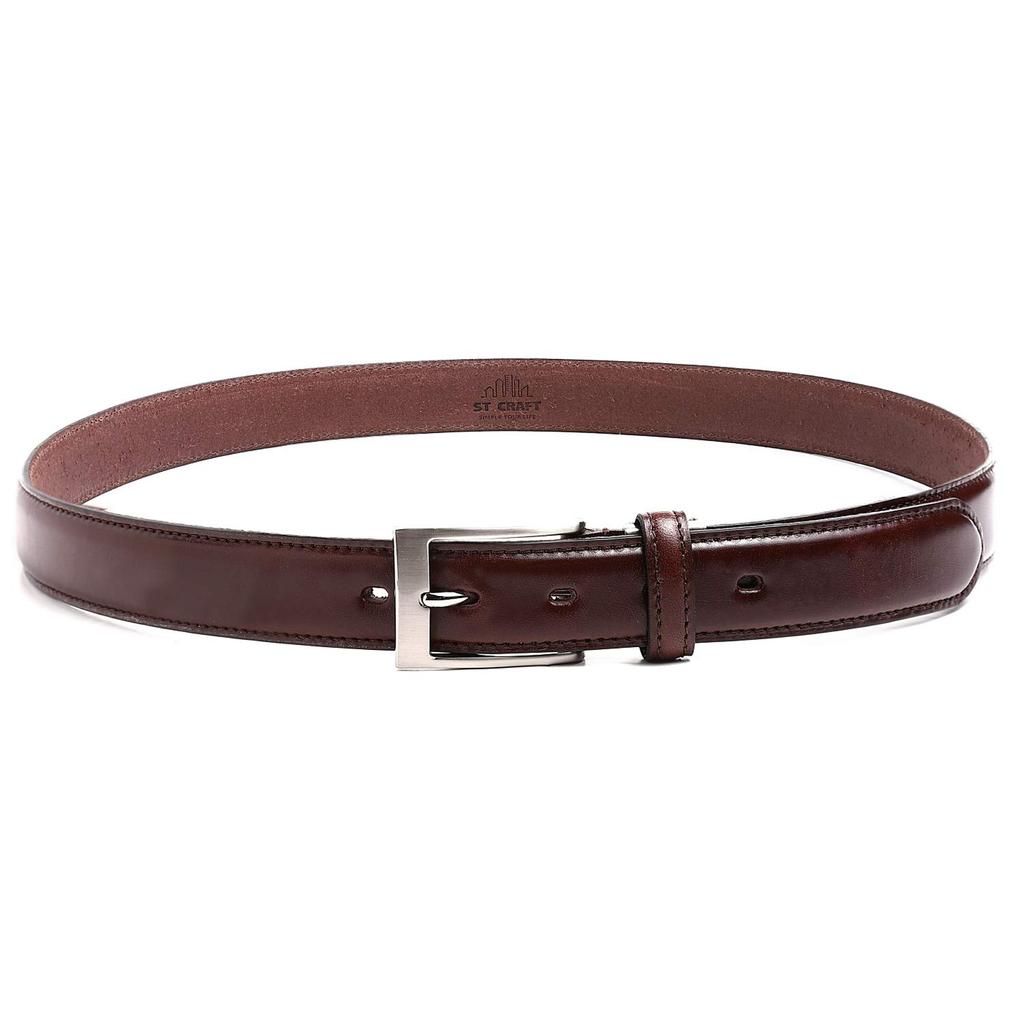 STCRAFT Tochigi Leather Belt for Men - Leather Business Belt with a Glossy Finish, Casual Style, Adjustable Size, Made In Japan (Brown)