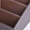 1pcs Leather Remote Control CD Organizer Phone Desktop Storage Box  Brown