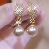 Gift Fashion Korean Vintage Blue Enamel Leaf Drop Pearl Earrings Birthday Gift Ethnic Jewelry For Women